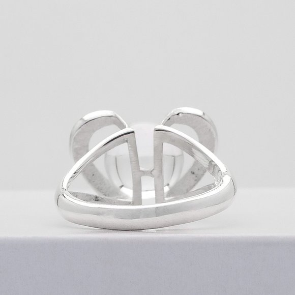 Crystal Ball Silver Heart Ring, Real 925 Sterling Ring Size 7, Mystique Ring - Picture 4 of 7